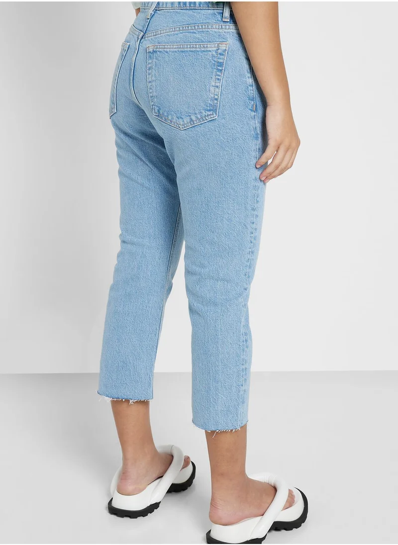 Topshop Petite High Waist Straight Fit Jeans
