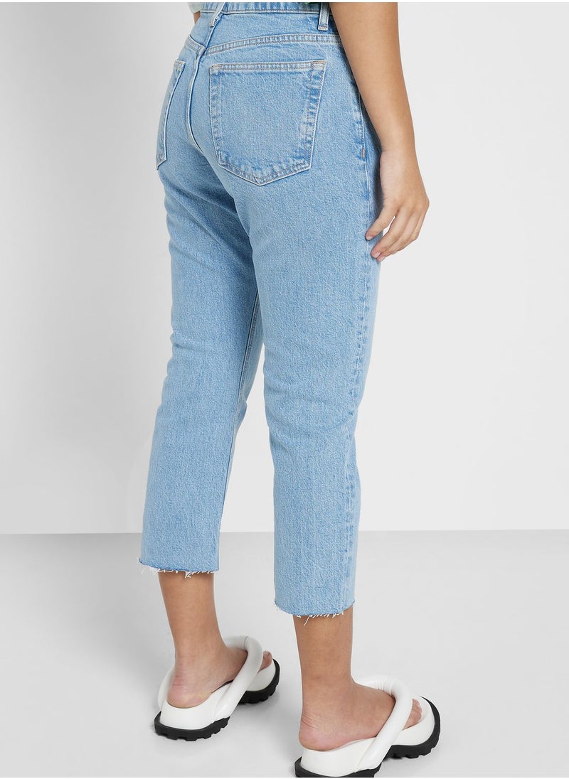Topshop Petite - High Waist Straight Fit Jeans - Image 1
