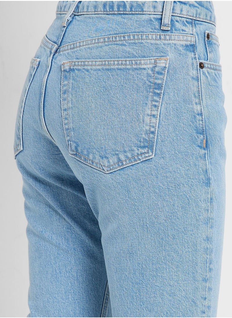 Topshop Petite - High Waist Straight Fit Jeans - Image 1