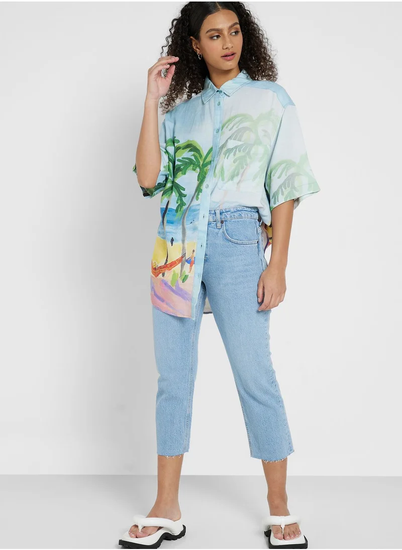 Topshop Petite High Waist Straight Fit Jeans