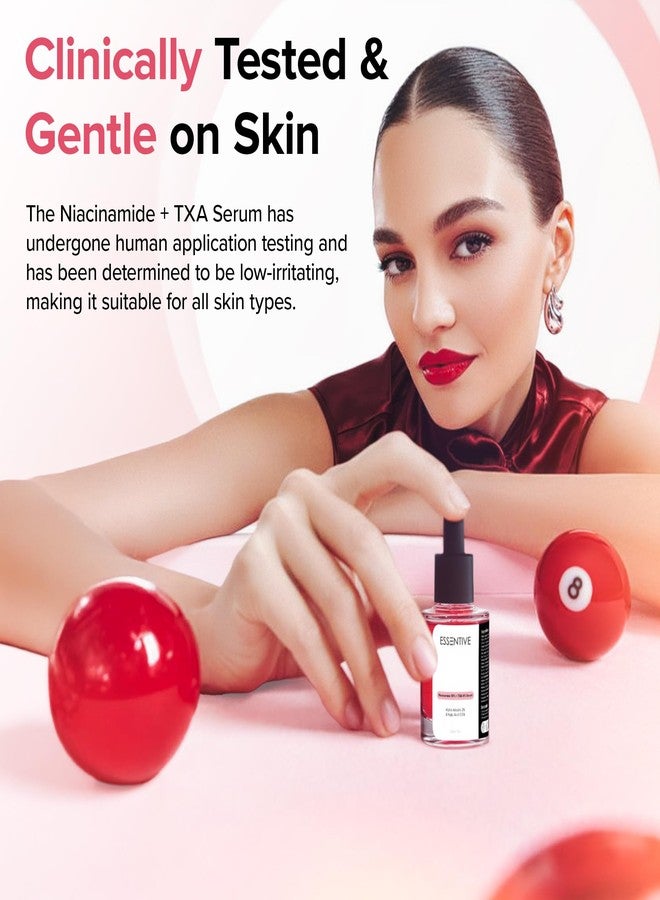 Essentive Niacinamide 10% + TXA 4% Serum, Dark Spot Correction & Glass Skin Serum with Hyaluronic Acid & Hydrating Complex, Brightening, Pigmentation & Uneven Skin Tone Repair, Lightweight All-in-One Daily Facial Serum, Korean-Inspired Skincare for Women (30ml) - Image 3