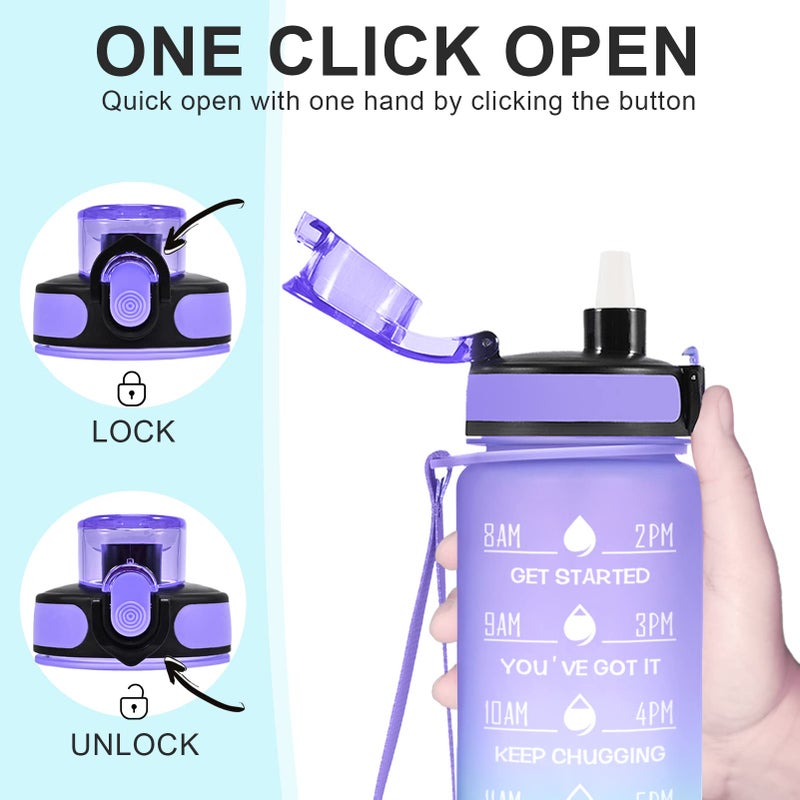 Enerbone 32 oz Water Bottle, Leakproof BPA & Toxic Free, Motivational Water Bottle with Times to Drink and Straw, Fitness Sports Water Bottle with Strap for Office, Gym, Outdoor Sports - Image 4
