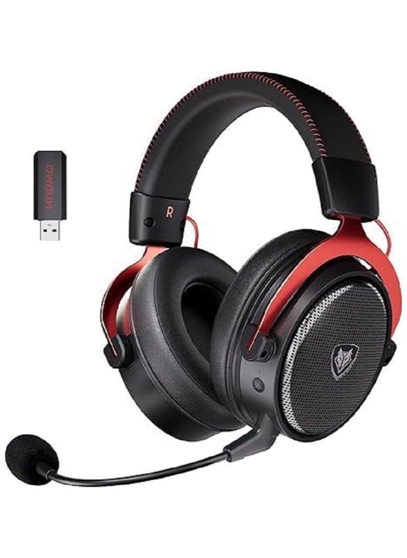 NUBWO - G07 Gaming Headset,Wireless Gaming Headphones with Mic,2.4GHz & Bluetooth 5.3 Technology with Noise-Canceling Microphone, for PS5, PS4, PC,Ergonomic Design,Black/Red - Image 1