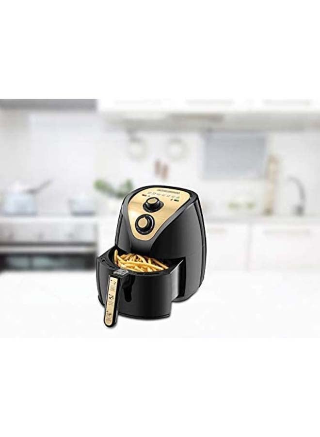 BLACK+DECKER Air Fryer with 0.8KG, Anti Stick, with Rapid Air Convection Technology  (Suitable for 2-4 People) 2.5 L 1500 W AF250G-B5 Black/Gold - Image 3