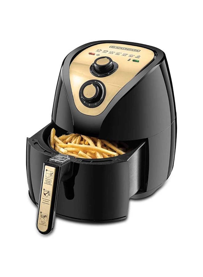 BLACK+DECKER Air Fryer with 0.8KG, Anti Stick, with Rapid Air Convection Technology  (Suitable for 2-4 People) 2.5 L 1500 W AF250G-B5 Black/Gold - Image 1