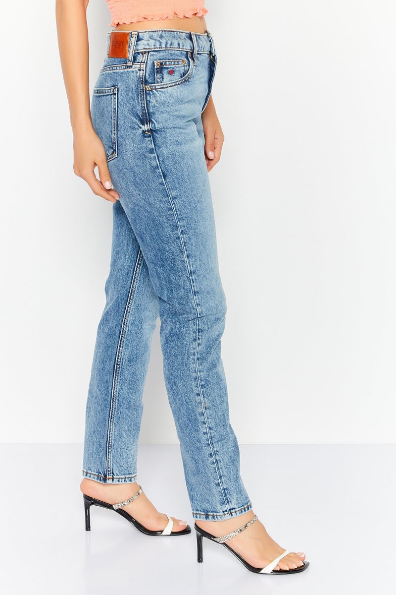 ESPRIT Women Slim Fit Washed Stretchable Jeans, Blue - Image 3
