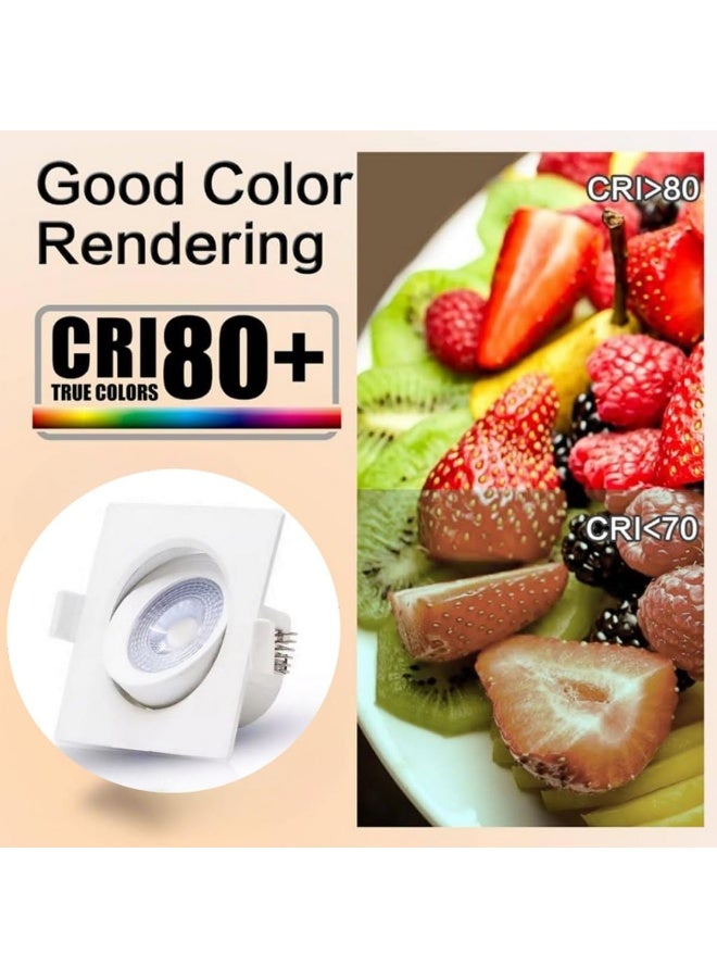 Melfi Adjustable Square Led Downlight 7W 240Vac -White Ceiling Spotlight Ip40 Rated | For Indoor Home And Office Use (3000K Warm White) - Image 4