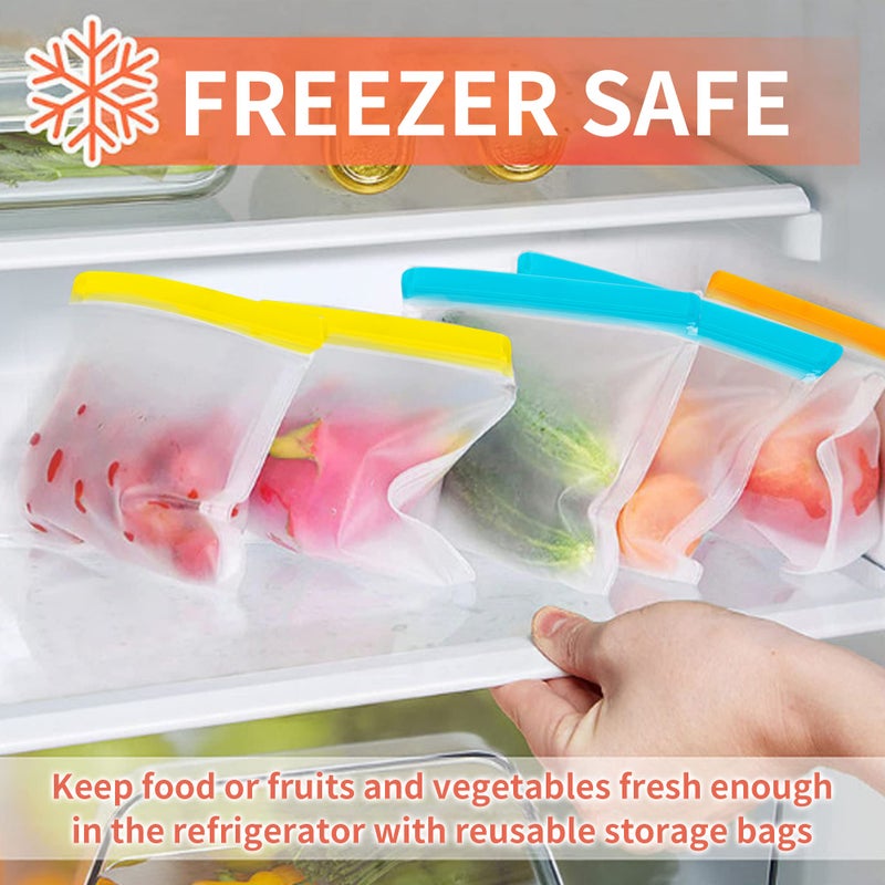 Enloy 12 Pack Arusable Food Torage Fags BPA Free Peva Freezer Freezer Bag 2 Gallon و 5 Sandwich & 5 Bass Size Size Bags Flegrofling Freezer for Liquid Lunck Sandwich Fruit Fruit - Image 5
