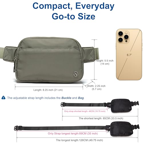 Pander Everywhere Belt Bag for Women, 5 Zipper Pockets Nylon Crossbody Fanny Pack Purse (Grey Sage). - Image 2