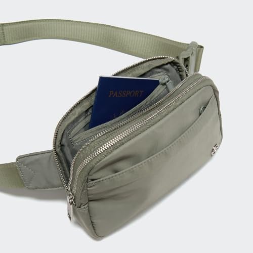 Pander Everywhere Belt Bag for Women, 5 Zipper Pockets Nylon Crossbody Fanny Pack Purse (Grey Sage). - Image 5