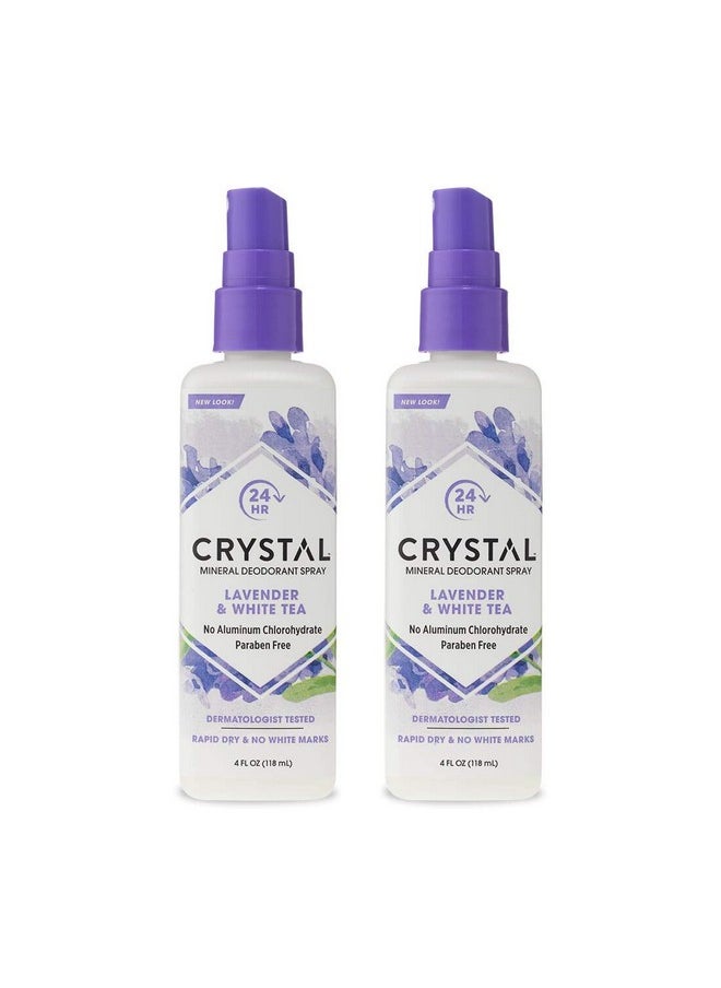CRYSTAL ESSENCE CRYSTAL™ Mineral Deodorant Spray- Body Deodorant With 24-Hour Odor Protection, Lavender & White Tea Spray, Non-Staining, Aluminum Chloride & Paraben Free, 4 FL OZ - Pack of 2  - Image 1