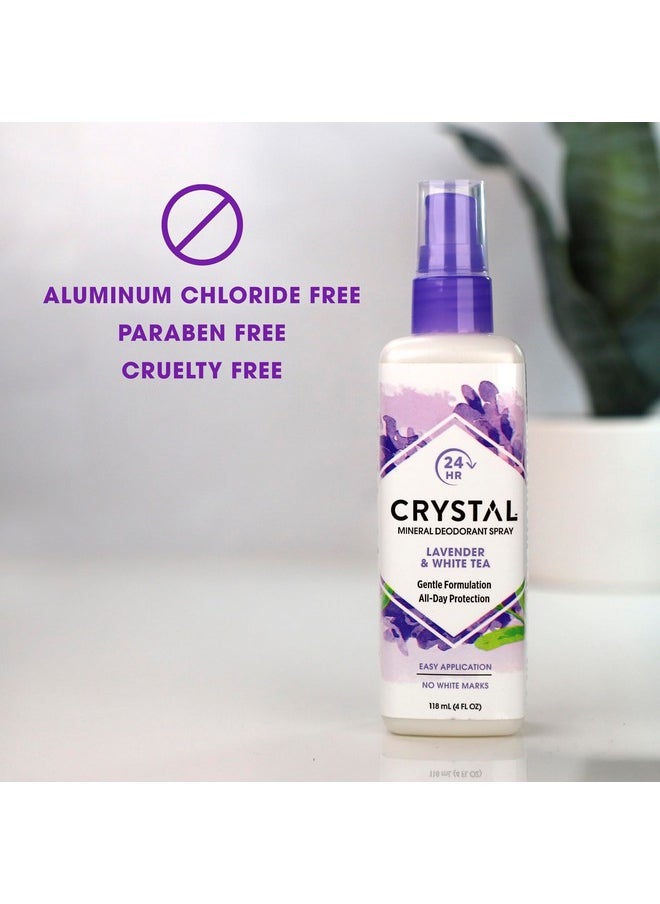 CRYSTAL ESSENCE CRYSTAL™ Mineral Deodorant Spray- Body Deodorant With 24-Hour Odor Protection, Lavender & White Tea Spray, Non-Staining, Aluminum Chloride & Paraben Free, 4 FL OZ - Pack of 2  - Image 4