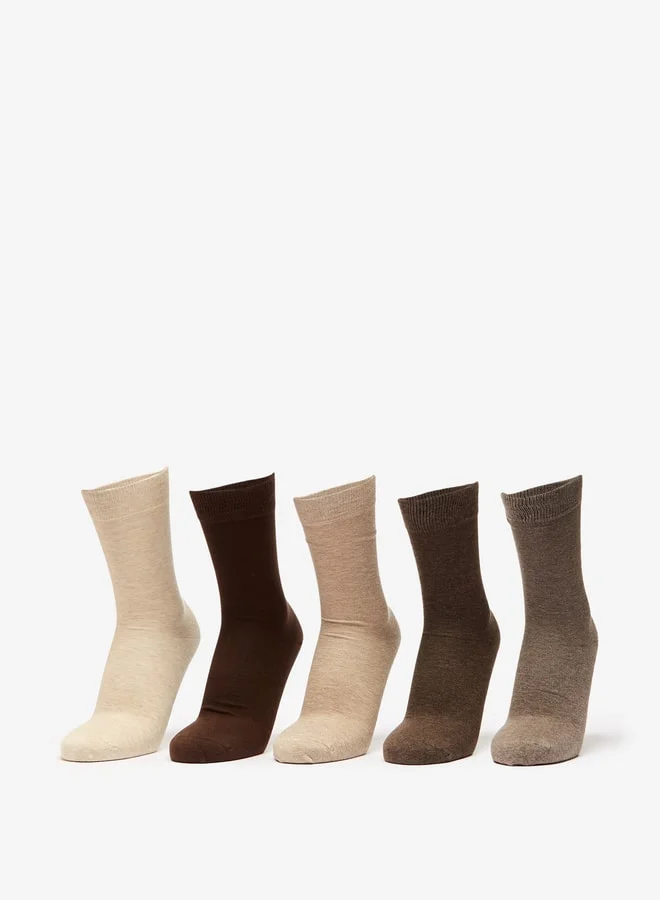 دوتشيني Men's Solid Calf Length Socks - Set of 5