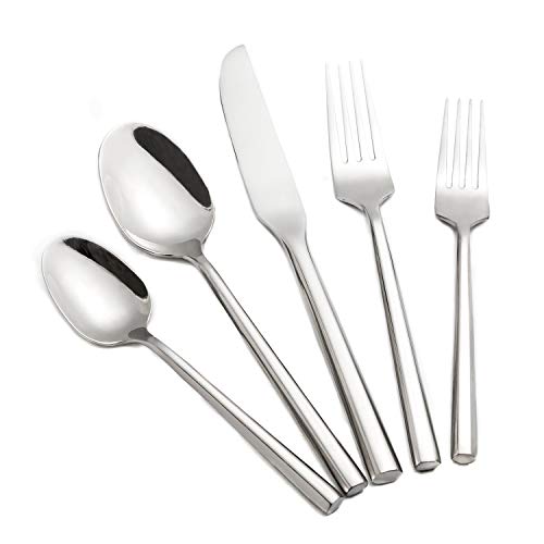 Kelenfer Silverware Set Flatware Set Stainless Steel Cutlery Set 20 Piece with Hexagon Handle Wedding Gift Home Hotel Use Service for 4 - Image 1