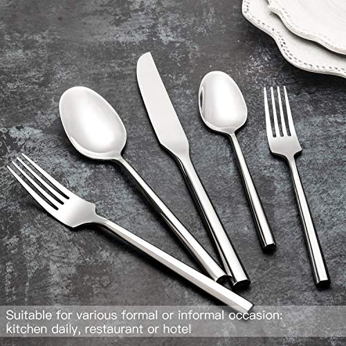 Kelenfer Silverware Set Flatware Set Stainless Steel Cutlery Set 20 Piece with Hexagon Handle Wedding Gift Home Hotel Use Service for 4 - Image 3