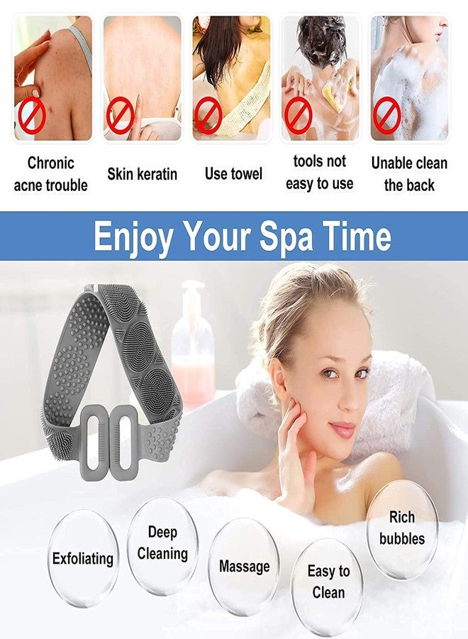 BBD kitchen shop Bath Body Cleaning Belt/Skin Brush Belt For Skin/Bathing/Body Dirt Removal For Kids Men's & Women Multi color Silicone Back Scrubber Bath Belt Double-Sided Massage Bod - Image 3