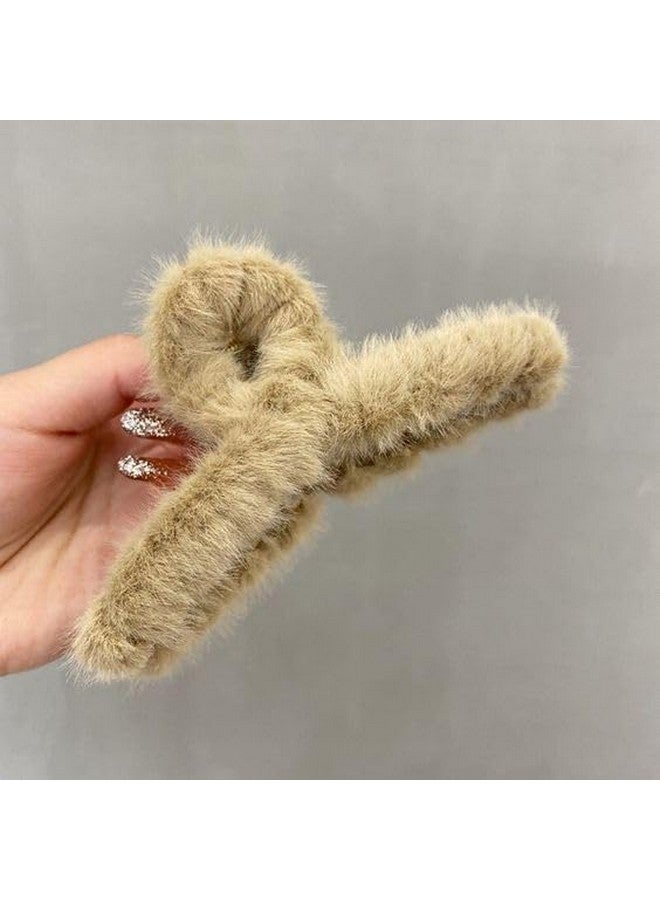 Dkriva® Hair Claw Clips | Large Plush Hair Clips for Women | Non-Slip Grip | Elegant Winter Hair Clamps | Ideal for Parties, Daily Use, & Gifts | Multi-Color(2PCS-Long Furry Butterfly) - Image 5