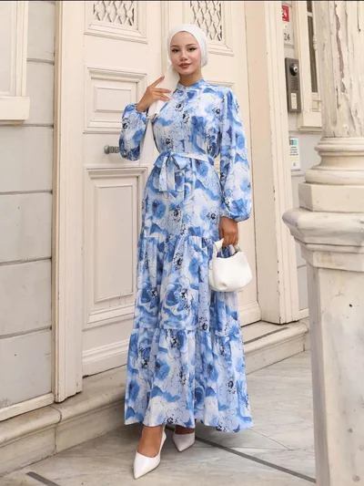 BIG DART BDART Buttoned Crew Neck Maxi Dress with Waistband