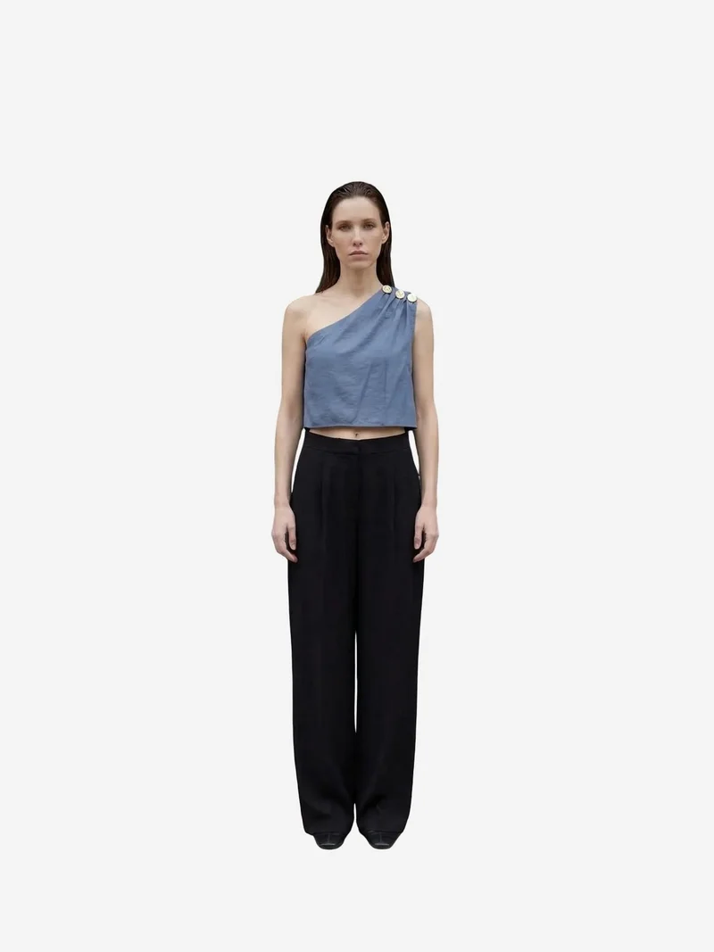 MY FASHION MY FASHION Asymmetrical Collar Sleeveless Chiffon Top