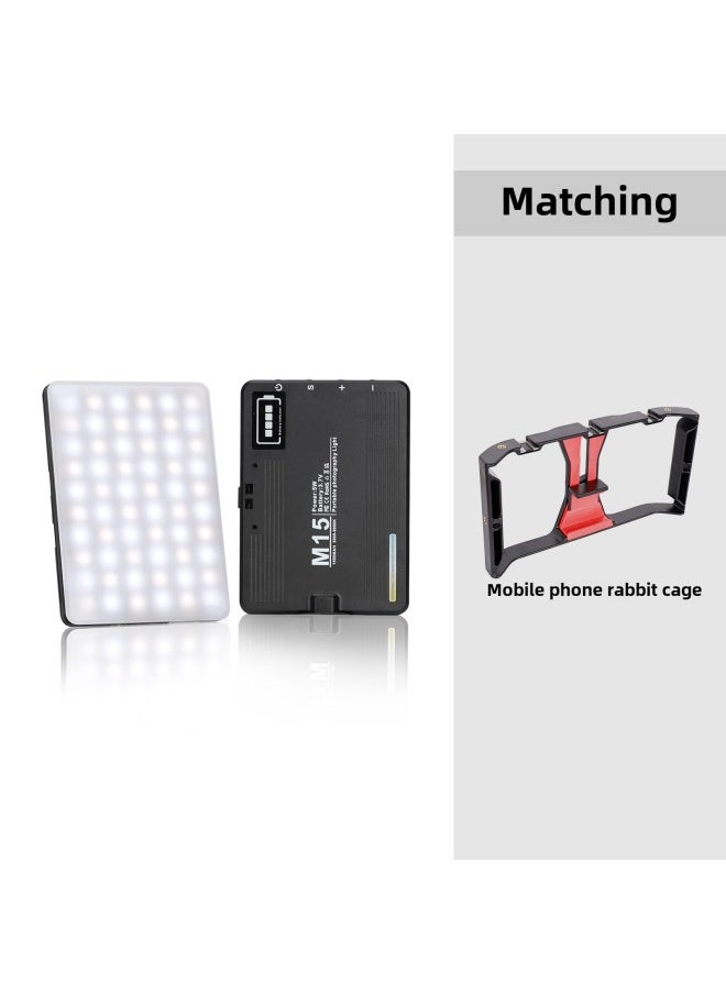 Generic Strict Selection Of RGB Fill Light Mobile Phone Live Fill Light Portable Pocket Light LED Full Color Live Fill Light-Light Source Color:M15+rabbit Cage  - Image 1