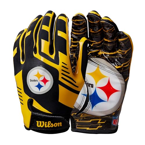 Wilson NFL Stretch Fit Football Gloves - Adult, Pittsburgh Steelers - Image 3