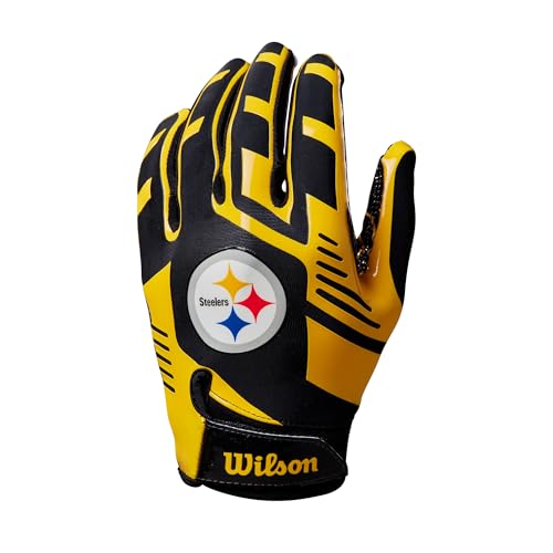 Wilson NFL Stretch Fit Football Gloves - Adult, Pittsburgh Steelers - Image 5