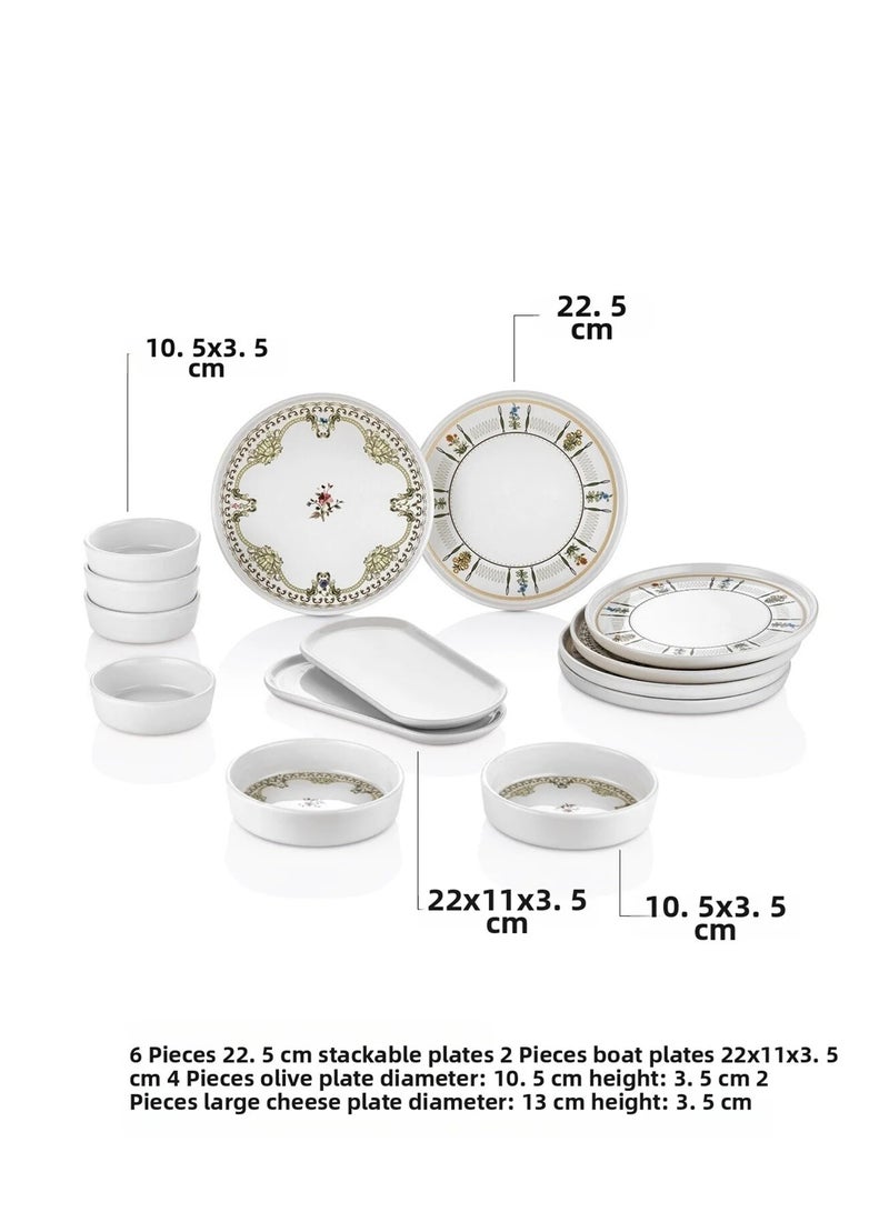 Kitchen Life 14 Piece Country Breakfast Set for 6 People - Luxury Breakfast Presentation Set Plate Made in Turkey - Image 4