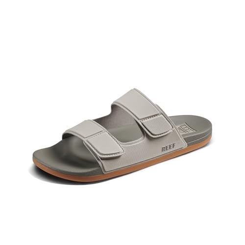 REEF Cushion Tradewind Mens Slides, Adjustable Straps, Ultra Soft Cushion Footbed, Arch Support, Dove/Tobacco, 13 - Image 1