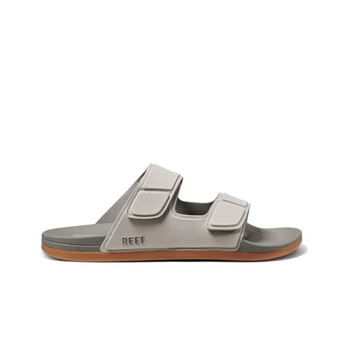 REEF Cushion Tradewind Mens Slides, Adjustable Straps, Ultra Soft Cushion Footbed, Arch Support, Dove/Tobacco, 13 - Image 3