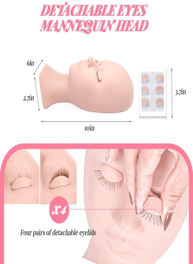 QUKLOGEN Lash Extension Kit Eyelash Practice for Beginners Professional Set with Mannequin Head Removable Eyelids USB Fan Spraye Individual False Lash Eyelash Strips Shampoo Brush Supplies Storage box - Image 3