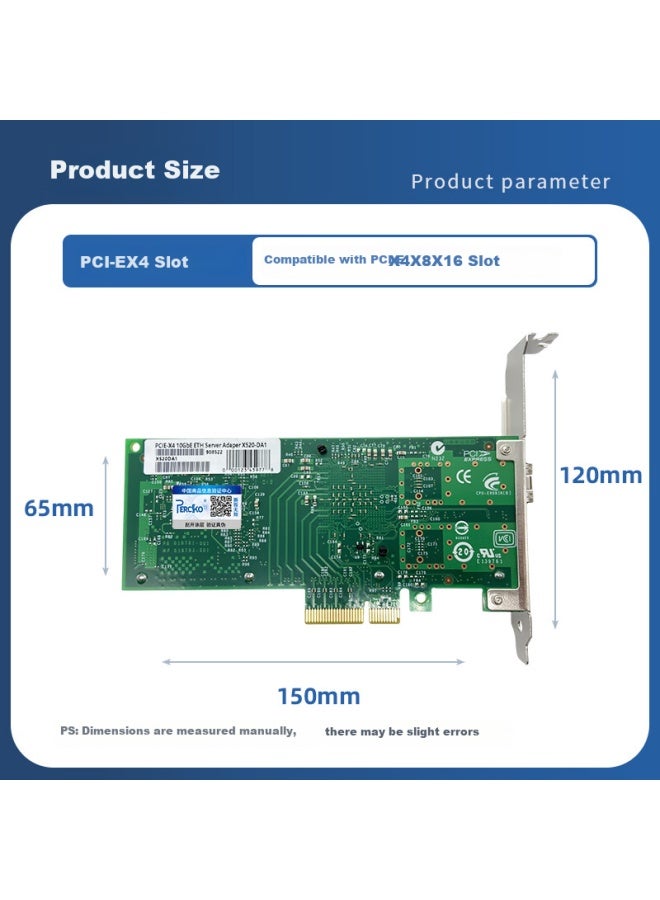 Percko X4 Intel 82599 Chip Pci-E X4 10G Single Port Fiber Optic Network Card X520-Da1 Sfp+ Server Network Adapter E10G41Bf - Image 2