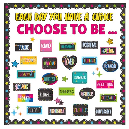 Naozinebi Motivational Bulletin Board Set Colorful Inspirational Decoration for Classroom Motivational Posters Choose to Be Positive Accent Cutouts Colorful Bulletin Boards for Teachers School Wall Supplies - Image 1