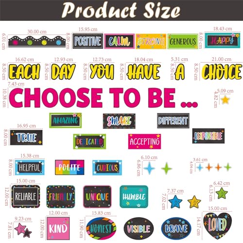 Naozinebi Motivational Bulletin Board Set Colorful Inspirational Decoration for Classroom Motivational Posters Choose to Be Positive Accent Cutouts Colorful Bulletin Boards for Teachers School Wall Supplies - Image 3
