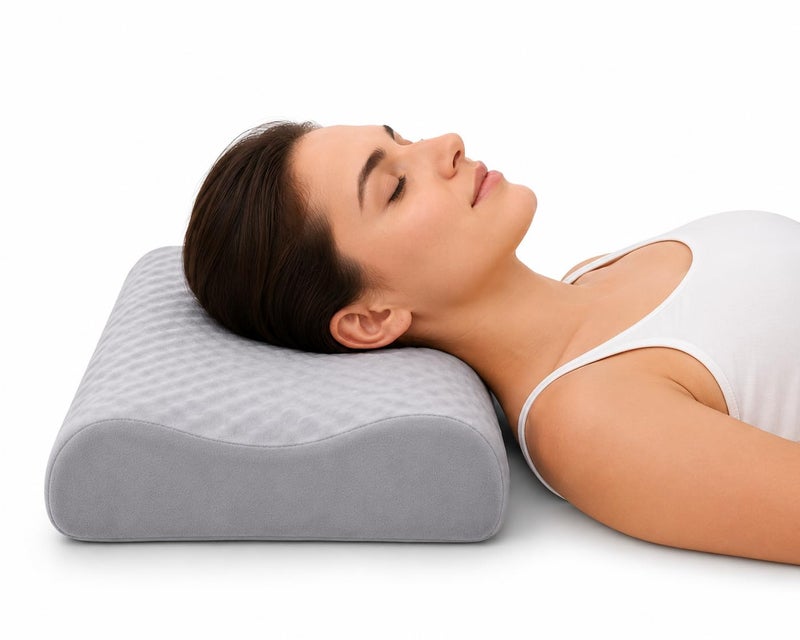 Memory Foam Pillow Contour Shaped Pillow for Sleeping, Soft Washable Plush Cover, Suitable for Various Sleeping Positions. - Image 1