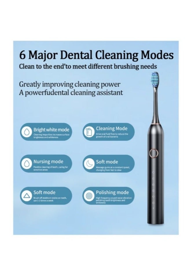 Fanski Electric Toothbrush, Sonic Toothbrush with 8 Brush Heads Ultra Sonic Motor 6 Modes, Rechargeable, IPX7 Waterproof, Electric Toothbrush for Adults and Teenagers - Image 2