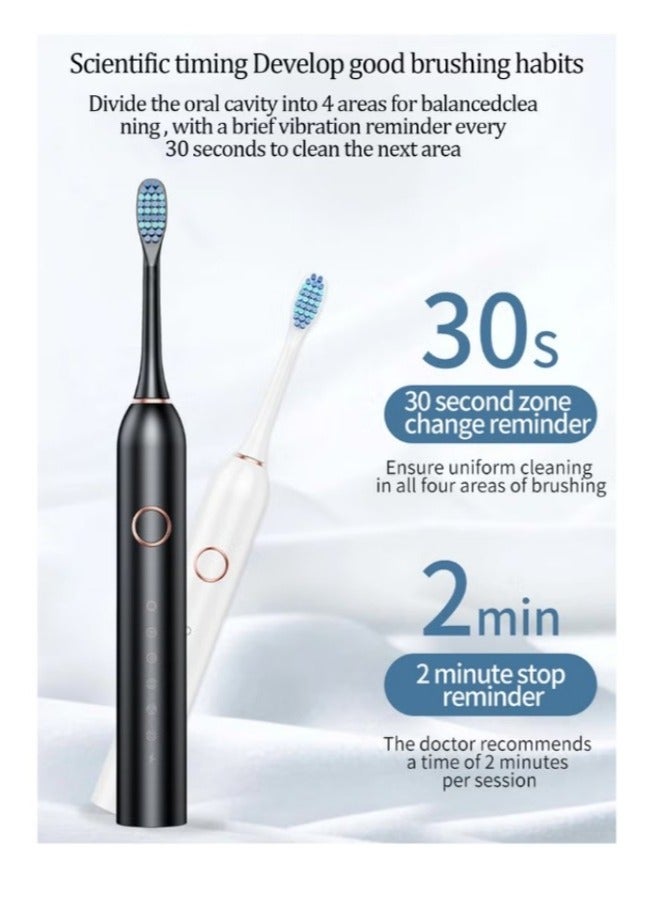 Fanski Electric Toothbrush, Sonic Toothbrush with 8 Brush Heads Ultra Sonic Motor 6 Modes, Rechargeable, IPX7 Waterproof, Electric Toothbrush for Adults and Teenagers - Image 3