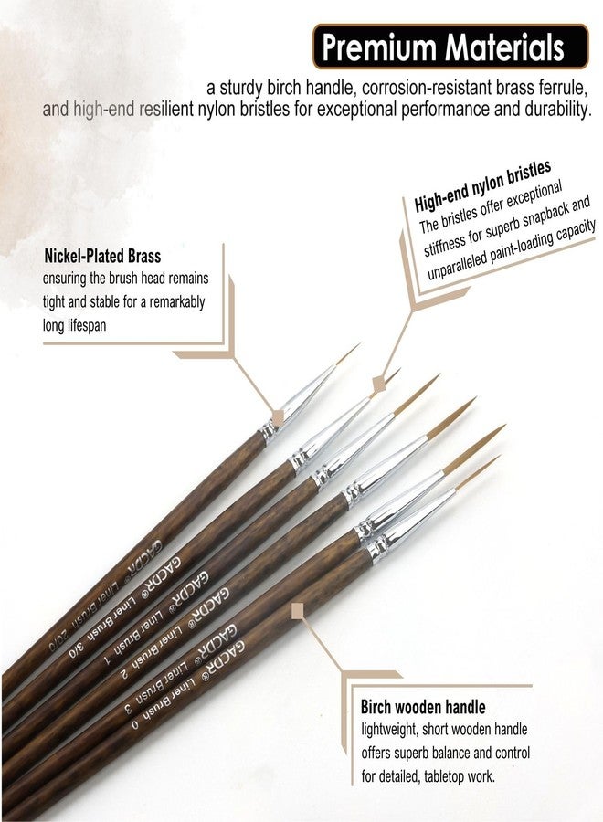 GACDR Rigger Liner Brushes, 6 Pcs Extra Long Fine Tip Paint Brush Set Script Pinstriping Scroll Outlining Brush for Watercolor Acrylic - Image 3