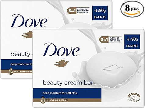 Dove صابون دوف الأصلي للجمال 3 في 1 ينظف ويرطب ويغذي صابون استحمام خالي من الكبريتات لبشرة ناعمة وسلسة مناسب للاستخدام اليومي عبوة 2 4x90g - Image 1
