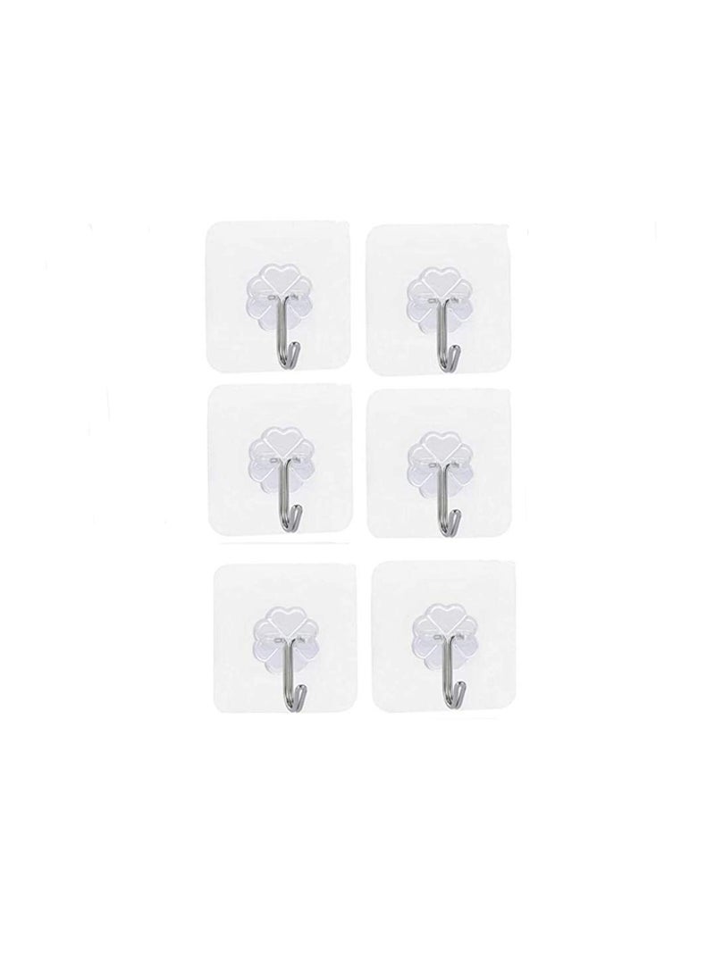 VIETNAM Vietnam Adhesive Wall Sticky Hooks Heavy Duty Utility Hook Transparent Reusable Wall Hangers 2KGS Waterproof for Home Kitchen Bathroom Bedroom Dorm Keys Bag Towels 6 Pack  - Image 1