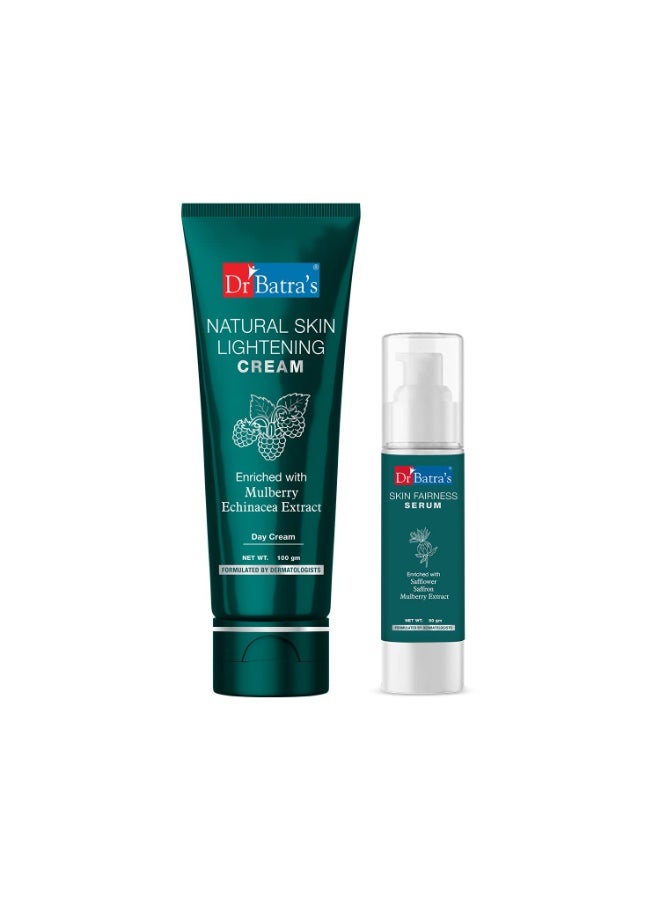 Dr Batra's Fairness Serum - 50g and Natural Skin Lightening Cream - 100g, Combo Kit for Brighter Skin - Image 1