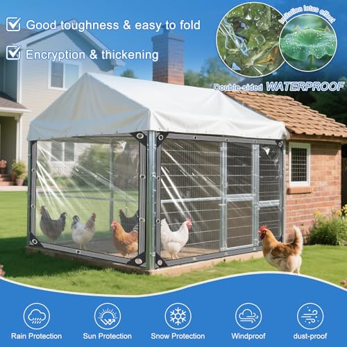 Mokoey Clear Tarps Heavy Duty Waterproof 8x10ft Clear Tarp with Grommets and Reinforced Edges 14Mil Thickened Tear Resistant Clear Vinyl Plastic Tarp for Outdoor Patio Chicken Coop Greenhouse Plant - Image 2