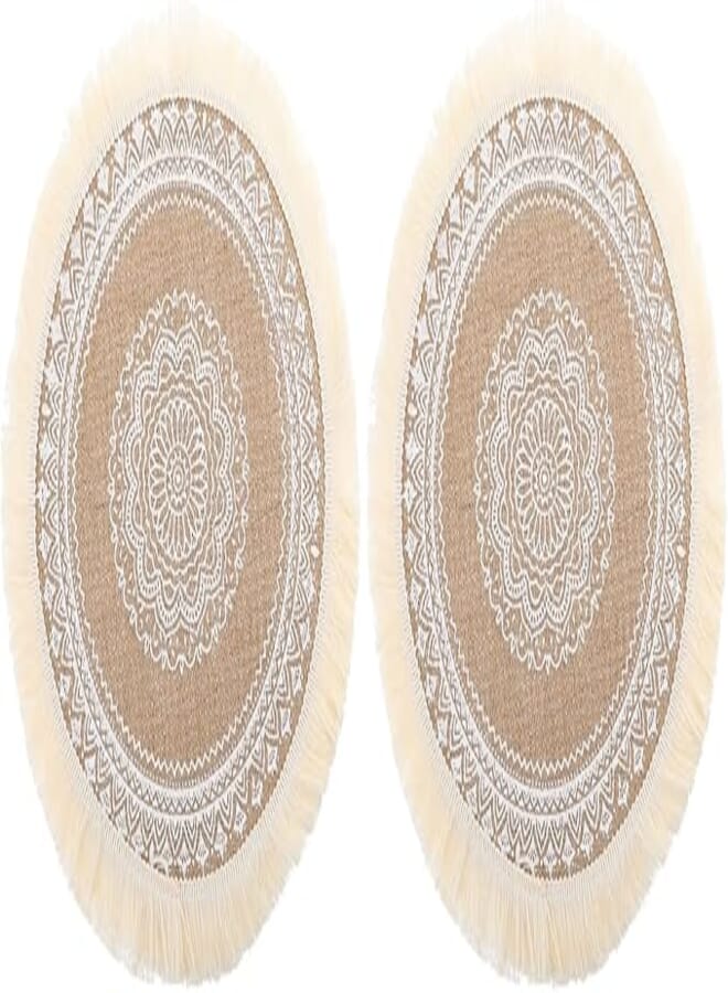 Toyvian 2pcs Heat Insulated Placemats Tassel Table Pad Woven Cup Coasters Decorative Teacup Mats Non Slip Coffee Mug Coaster for Home Restaurant