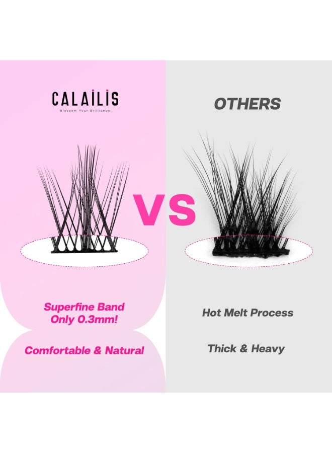 CALAILIS Individual Lashes, DIY Eyelash Extensions, Super Thin Glue-based Band, Natural Look Reusable, 11/13/15/15 mm,Lasting for 48 Hours Individual DIY Eyelashes(LR02) - Image 5