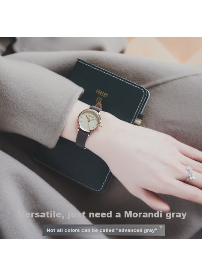 Julius Julius Women's Watch, Korean Fashion Trendy Small Dial Leather Strap Quartz Waterproof Student Ladies Watch, Gray Ja-963d  - Image 2