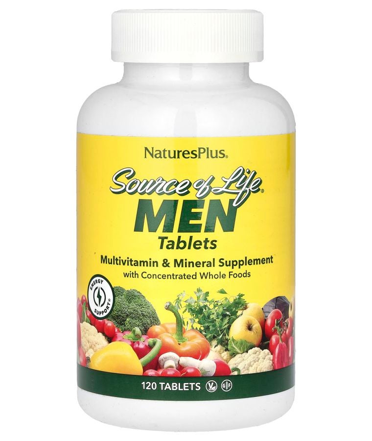 Source of Life Men Multivitamin & Mineral Supplement with Concentrated Whole Foods Iron-Free 120 Tablets