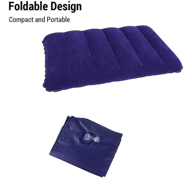 REMANG REMANG Velvet Soft Air Inflatable Navy Blue Travel Pillow for Family Neck Pillow for Travel Soft Comfort Camping Sleeping Tourist Pillow Ultralight Portable Set of 1  - Image 4