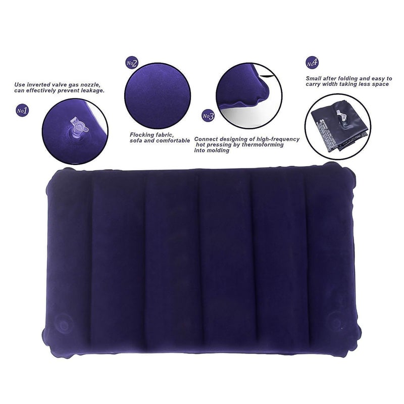 REMANG REMANG Velvet Soft Air Inflatable Navy Blue Travel Pillow for Family Neck Pillow for Travel Soft Comfort Camping Sleeping Tourist Pillow Ultralight Portable Set of 1  - Image 2