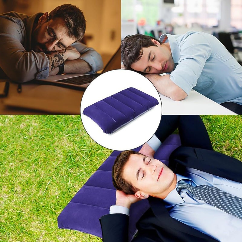 REMANG REMANG Velvet Soft Air Inflatable Navy Blue Travel Pillow for Family Neck Pillow for Travel Soft Comfort Camping Sleeping Tourist Pillow Ultralight Portable Set of 1  - Image 3