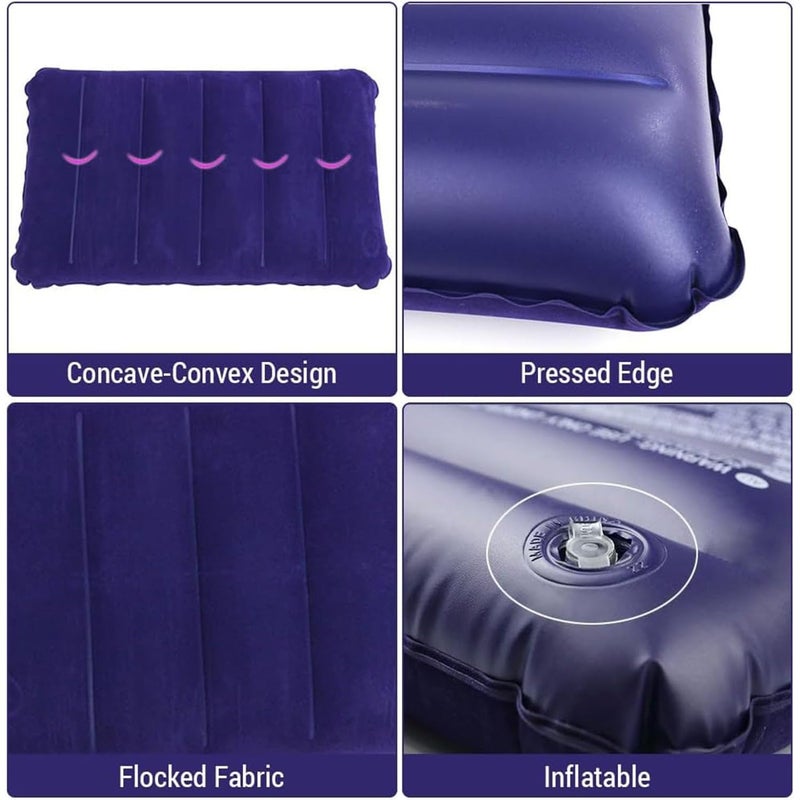 REMANG REMANG Velvet Soft Air Inflatable Navy Blue Travel Pillow for Family Neck Pillow for Travel Soft Comfort Camping Sleeping Tourist Pillow Ultralight Portable Set of 1  - Image 5