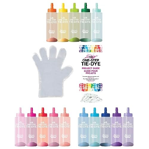 Tulip OneStep TieDye Over The Rainbow Kit Large Party Activity Arts Crafts Gift Vibrant Colors Permanent Fabric Dye Easy Cleanup 15 Prefilled Full Size Bottles - Image 3